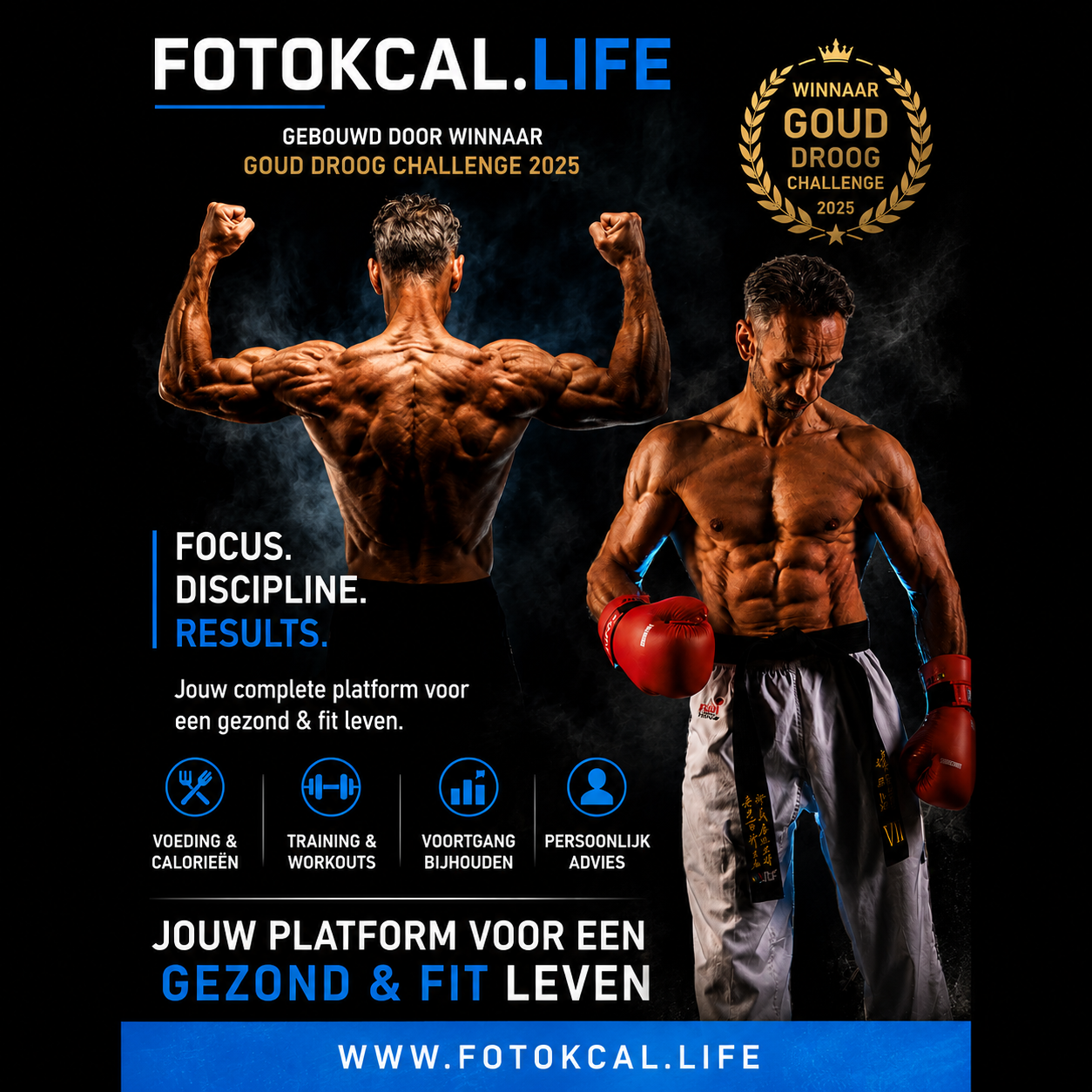 Fight 2 Be Fit — fotoKcal.life platform voor voeding, training, voortgang en persoonlijk advies