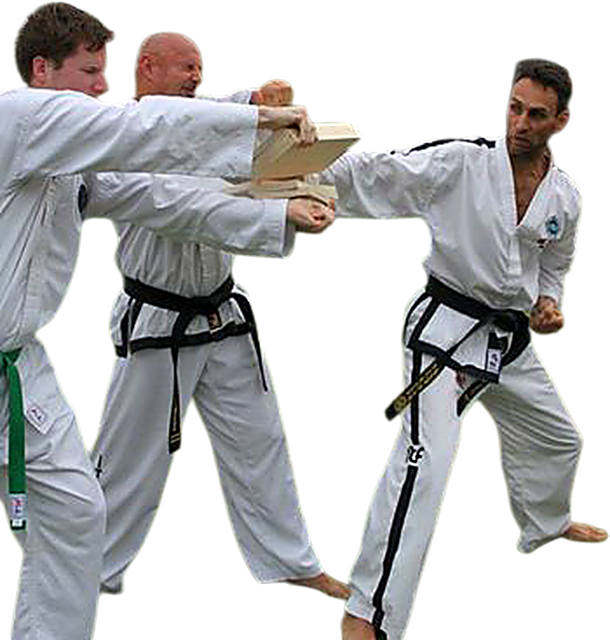 Master Jack de Smit breekt een plank met een handtechniek